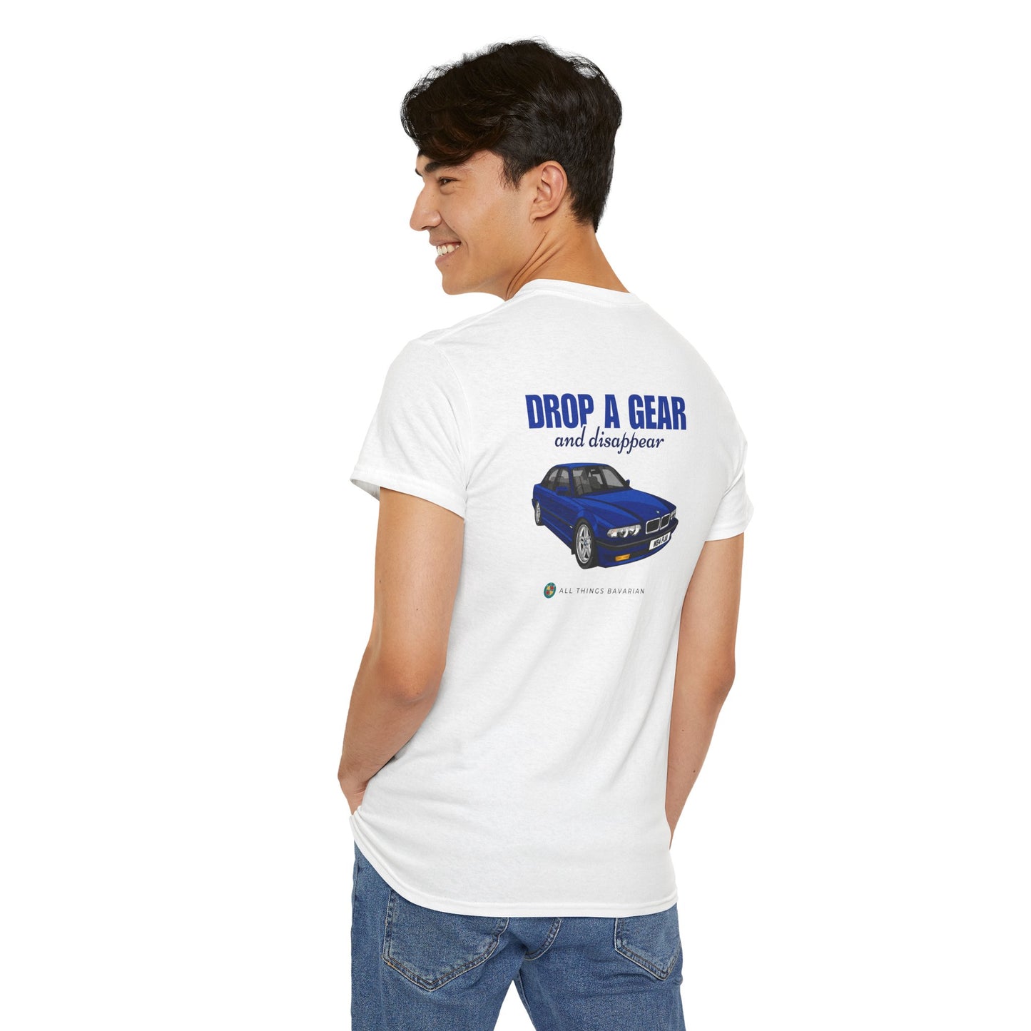 7 Event: BMW Blue e38 Unisex T Shirt in White - 100% Cotton