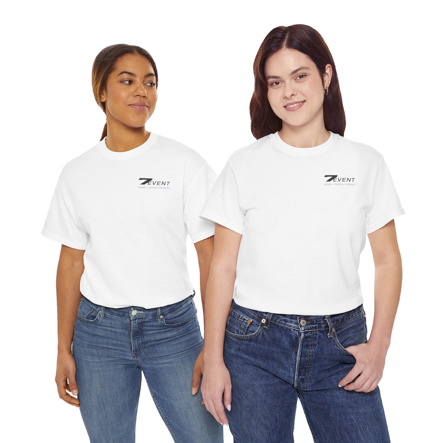 7 Event: BMW Blue e38 Unisex T Shirt in White - 100% Cotton