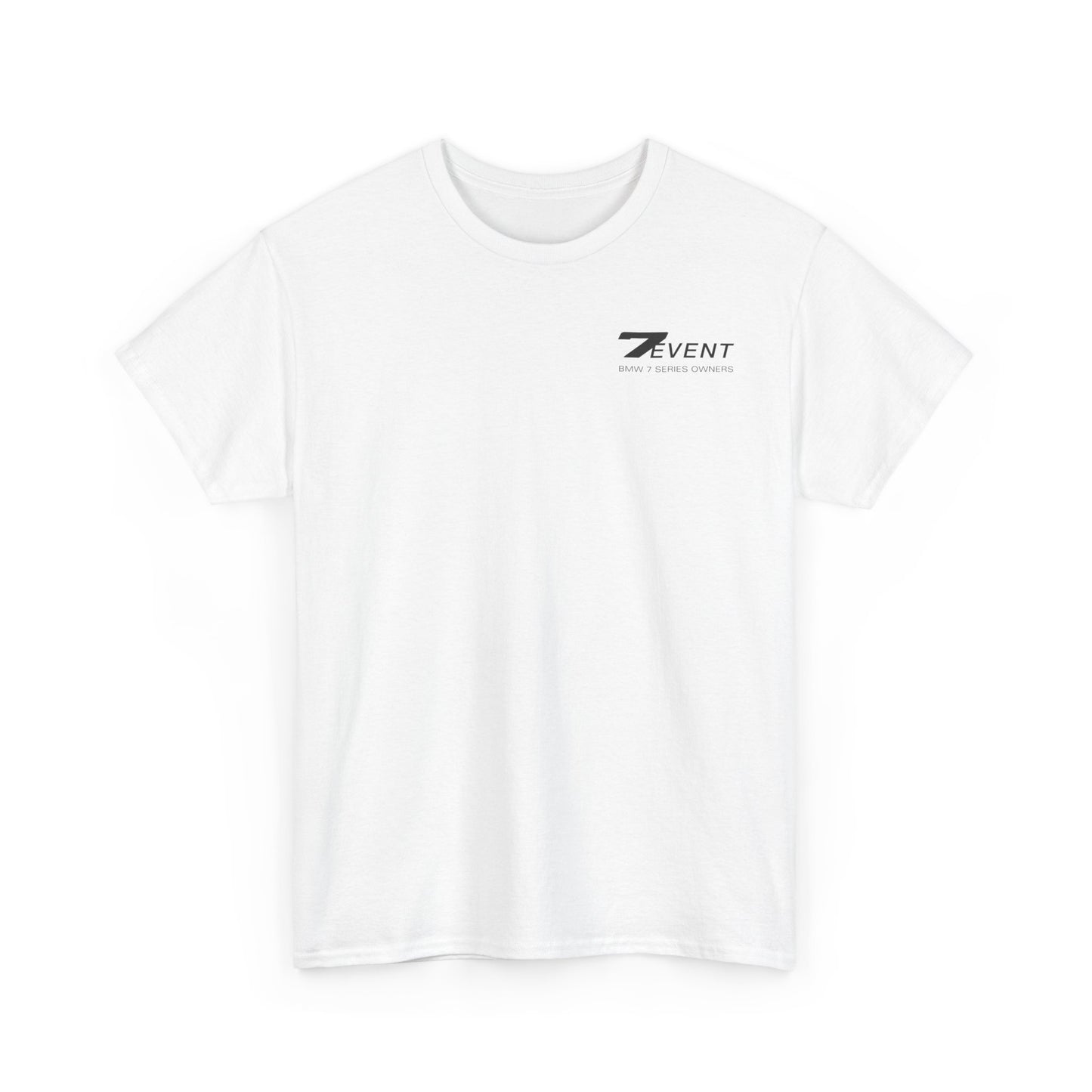 7 Event: BMW Blue e38 Unisex T Shirt in White - 100% Cotton