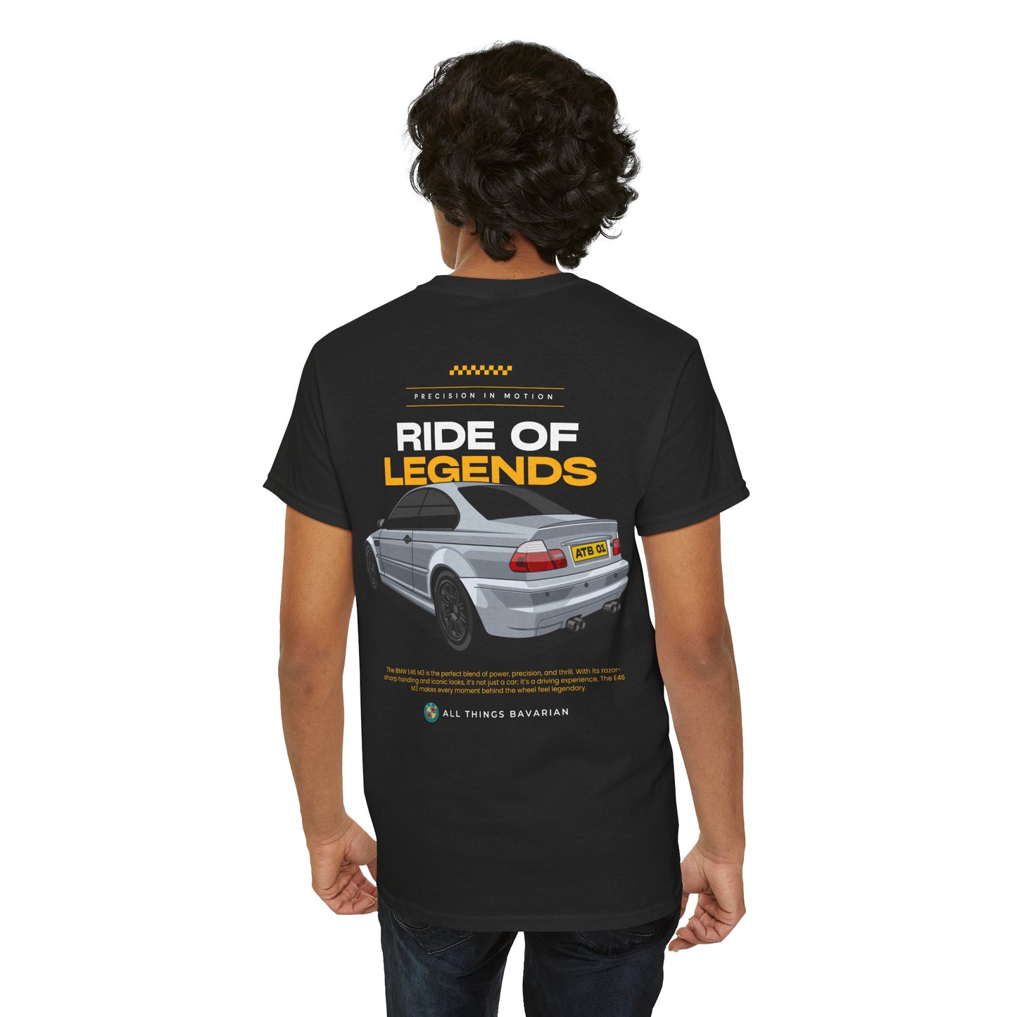 BMW e46 M3 (Grey) Unisex T Shirt in Black - 100% Cotton (Version 3)