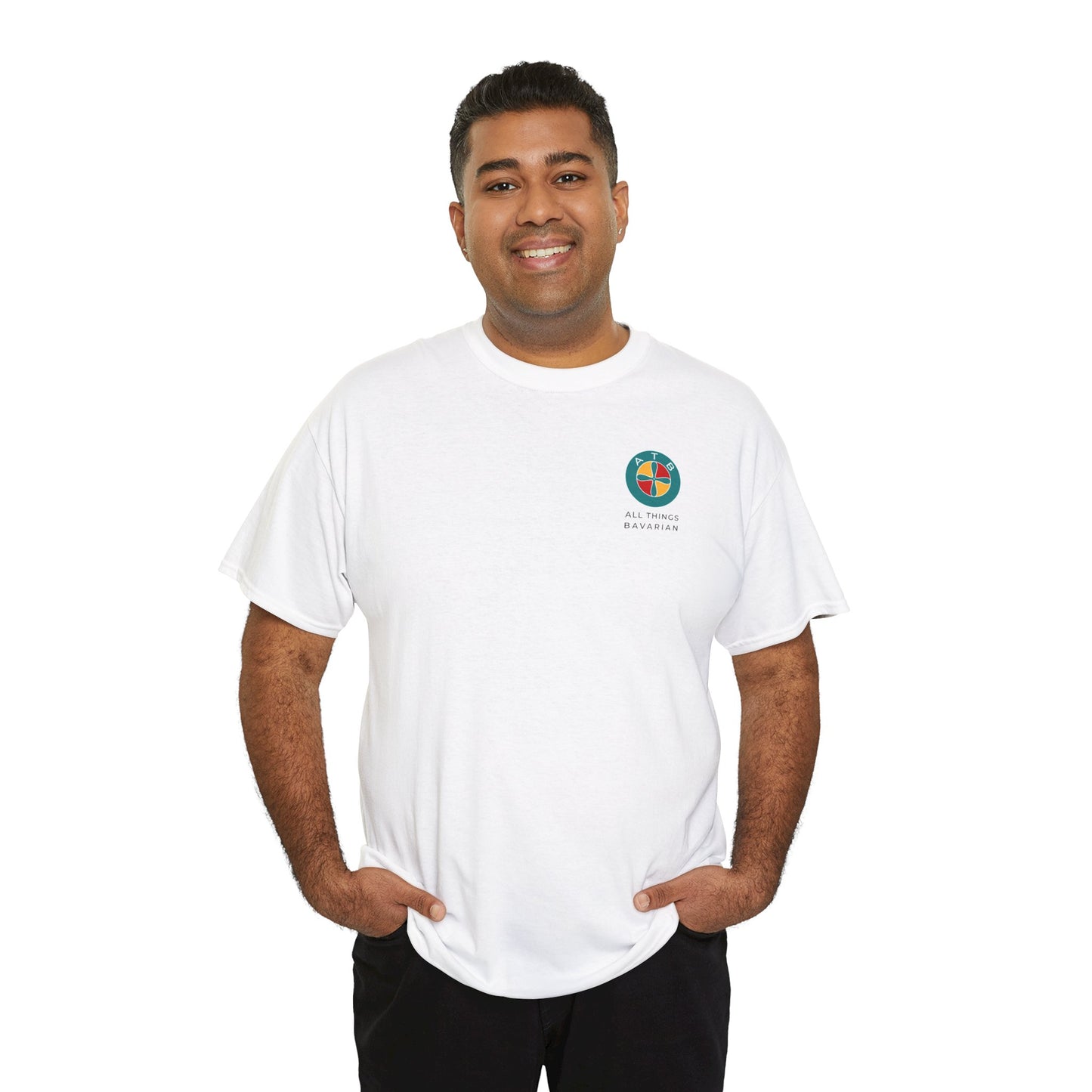 BMW e38 Avus Blue Unisex T Shirt in White - 100% Cotton (Back graphic)