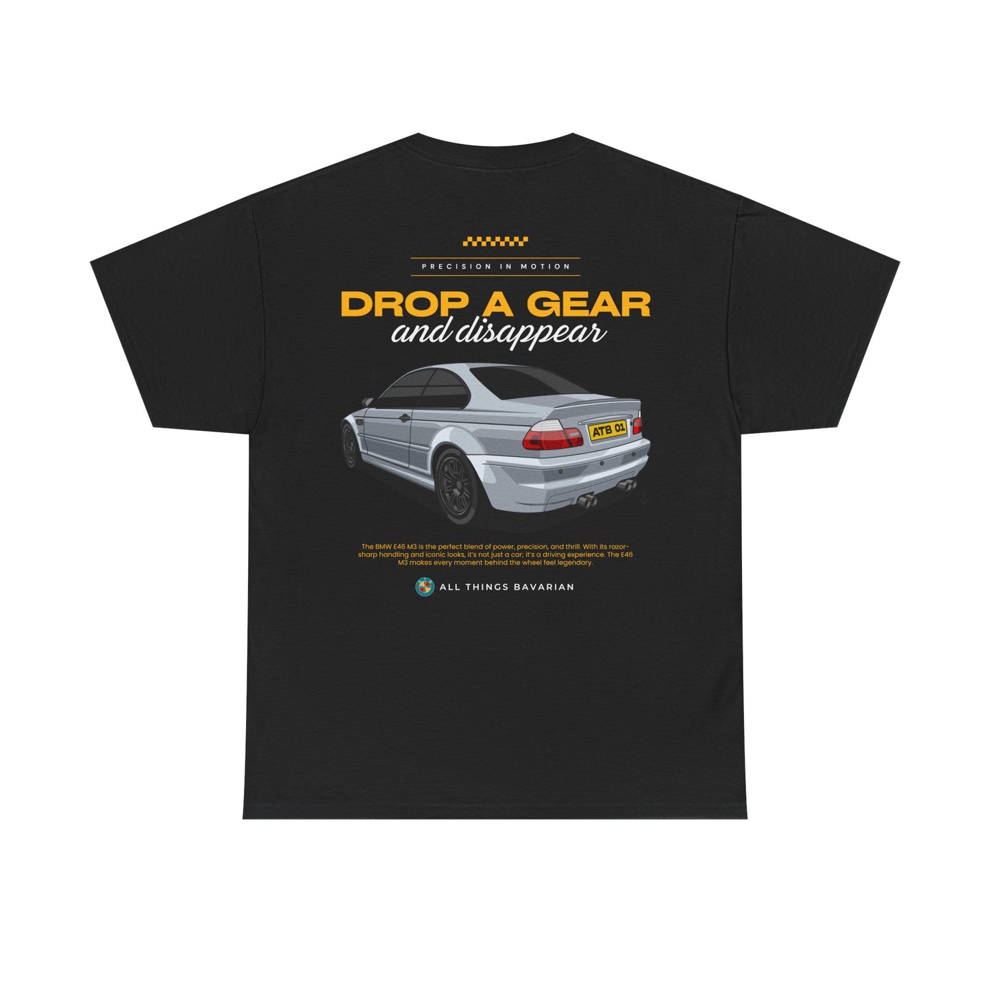 BMW e46 M3 (Grey) Unisex T Shirt in Black - 100% Cotton (Version 2)