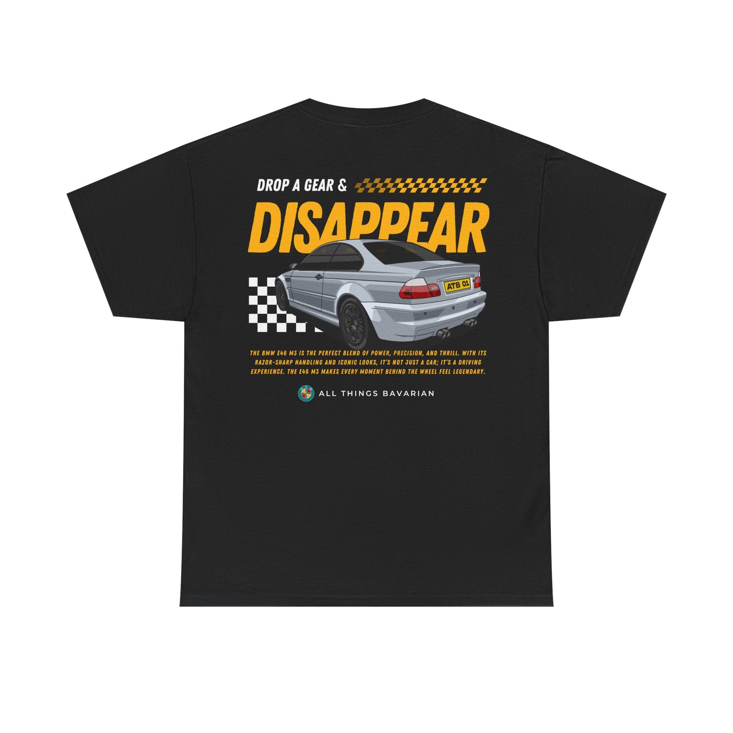BMW e46 M3 (Grey) Unisex T Shirt in Black - 100% Cotton (Version 1)