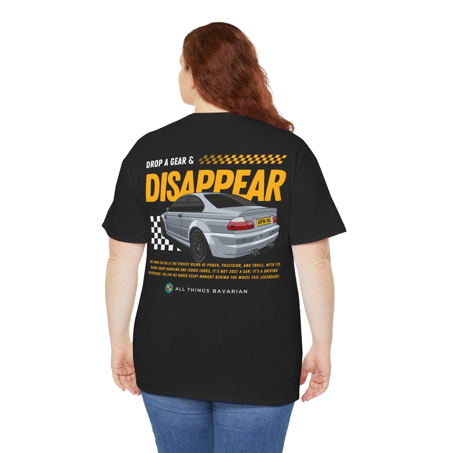 BMW e46 M3 (Grey) Unisex T Shirt in Black - 100% Cotton (Version 1)