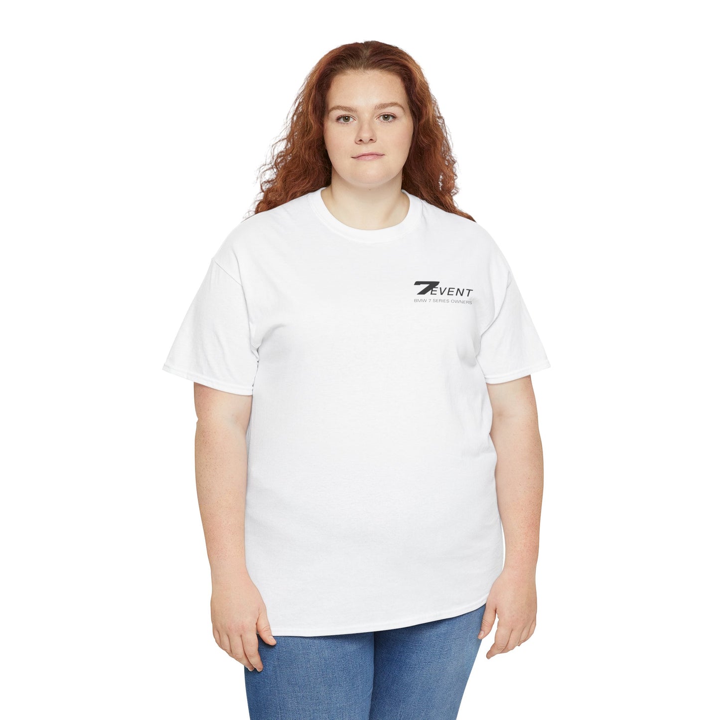 7 Event: BMW Blue e38 Unisex T Shirt in White - 100% Cotton