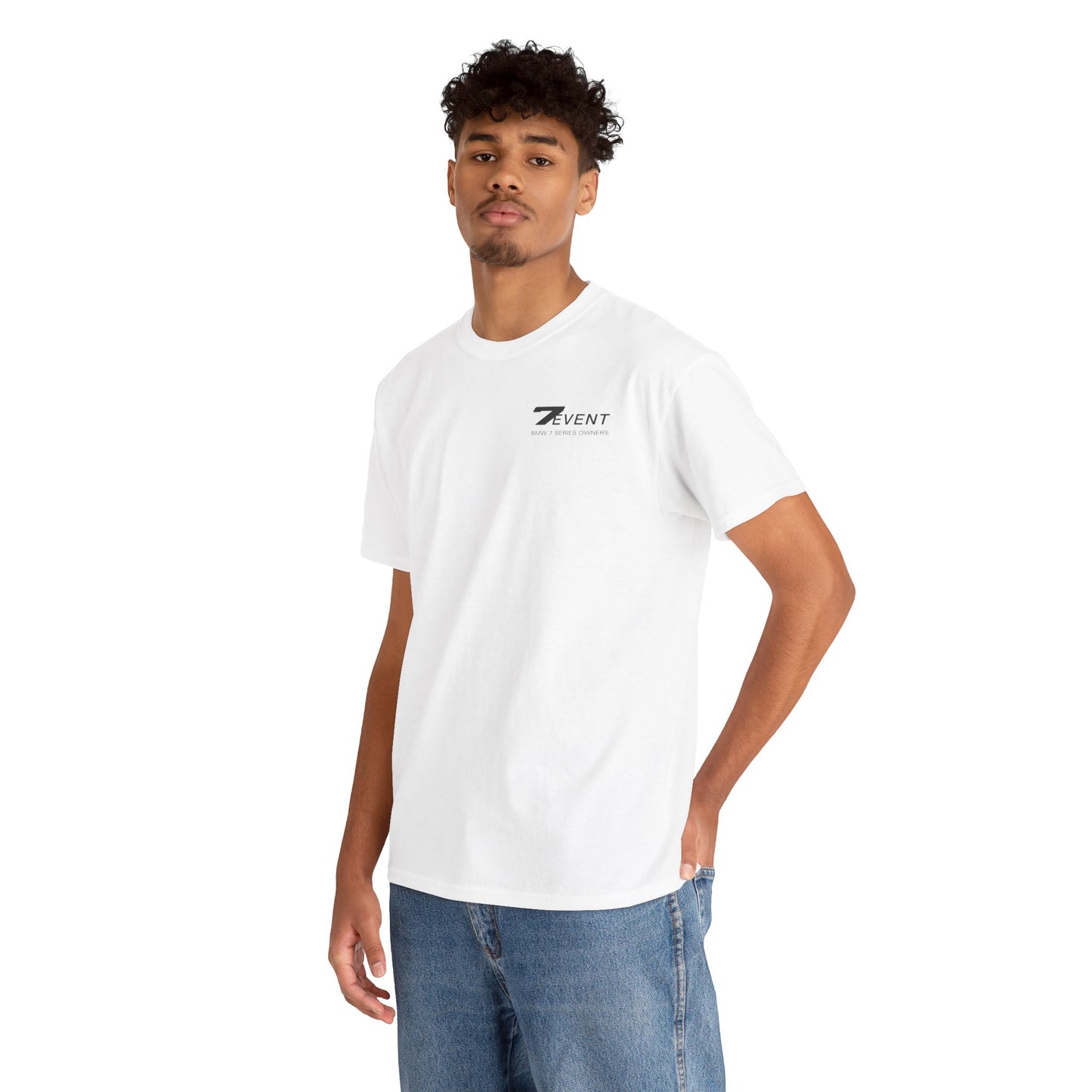 7 Event: BMW Blue e38 Unisex T Shirt in White - 100% Cotton