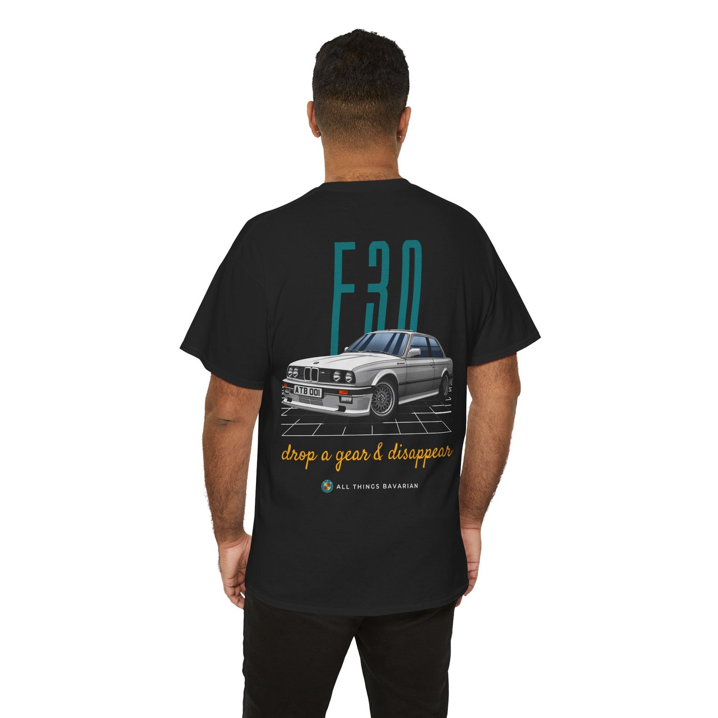 BMW e30 323i (Silver) Unisex T Shirt in Black - 100% Cotton