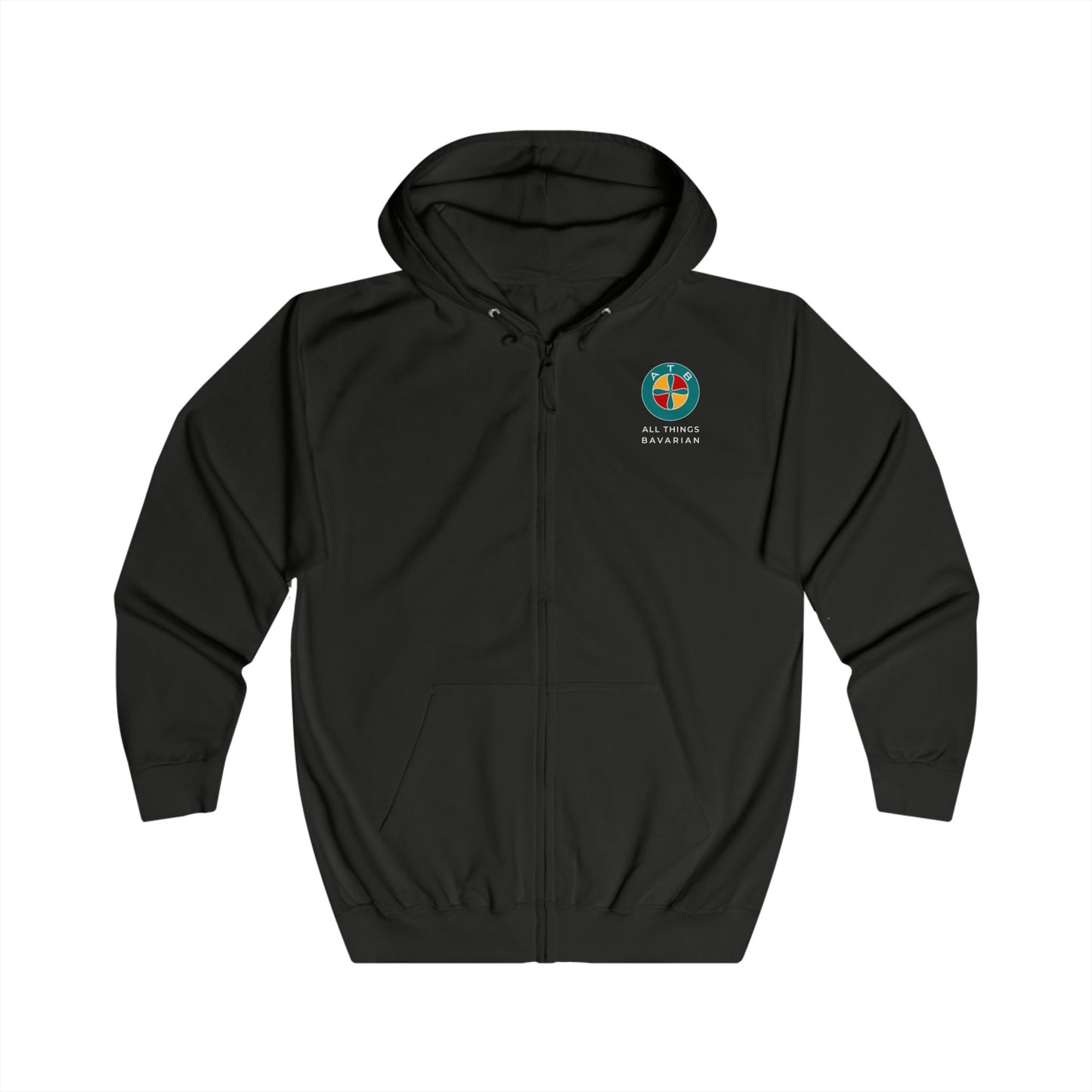 BMW e38 Avus Blue Unisex Full Zip Hoodie in Black