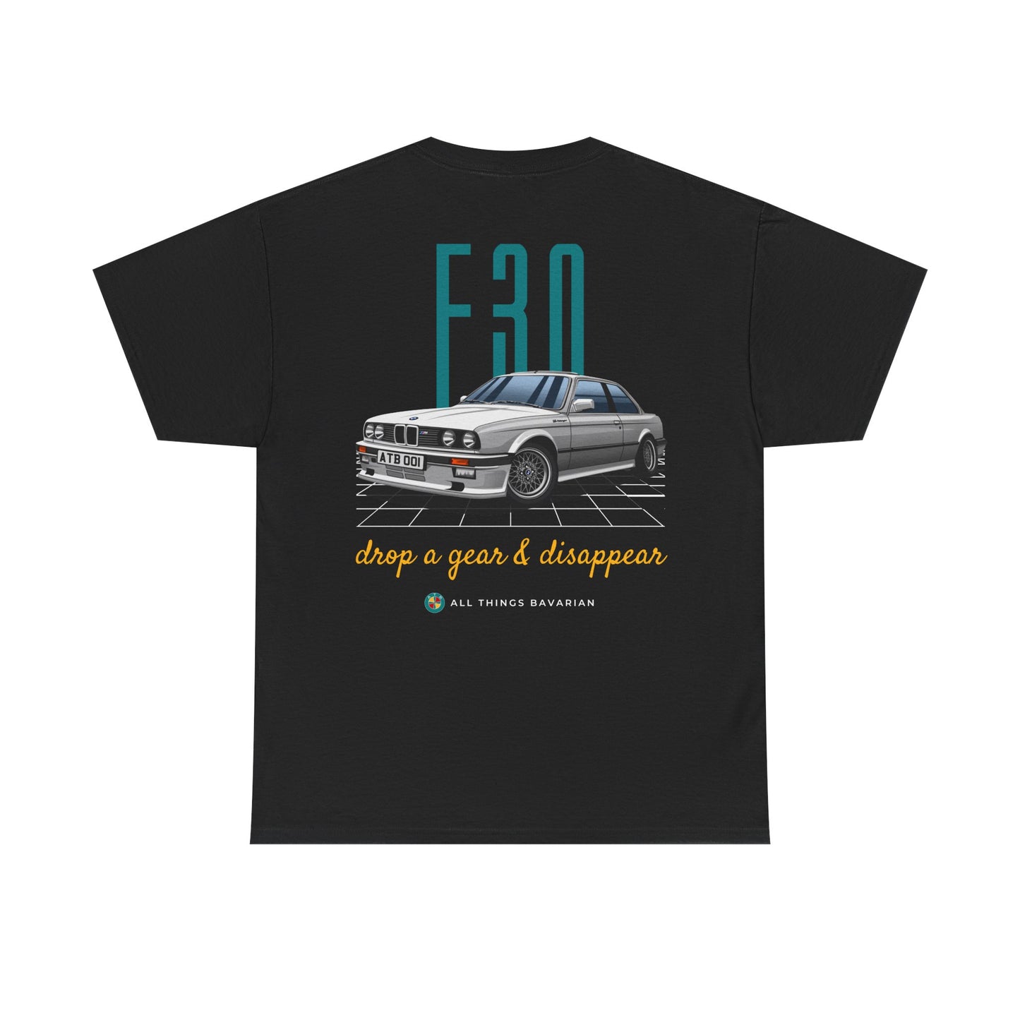 BMW e30 323i (Silver) Unisex T Shirt in Black - 100% Cotton