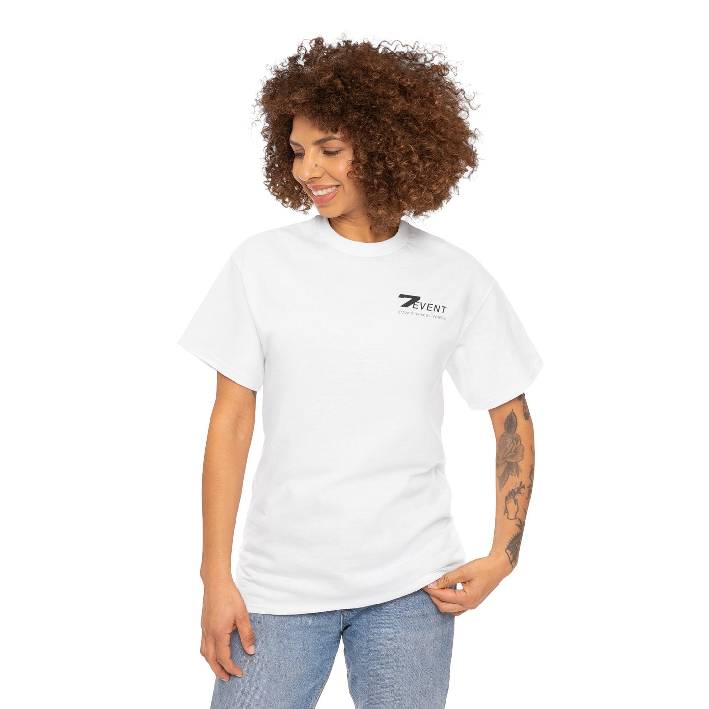 7 Event: BMW Blue e38 Unisex T Shirt in White - 100% Cotton