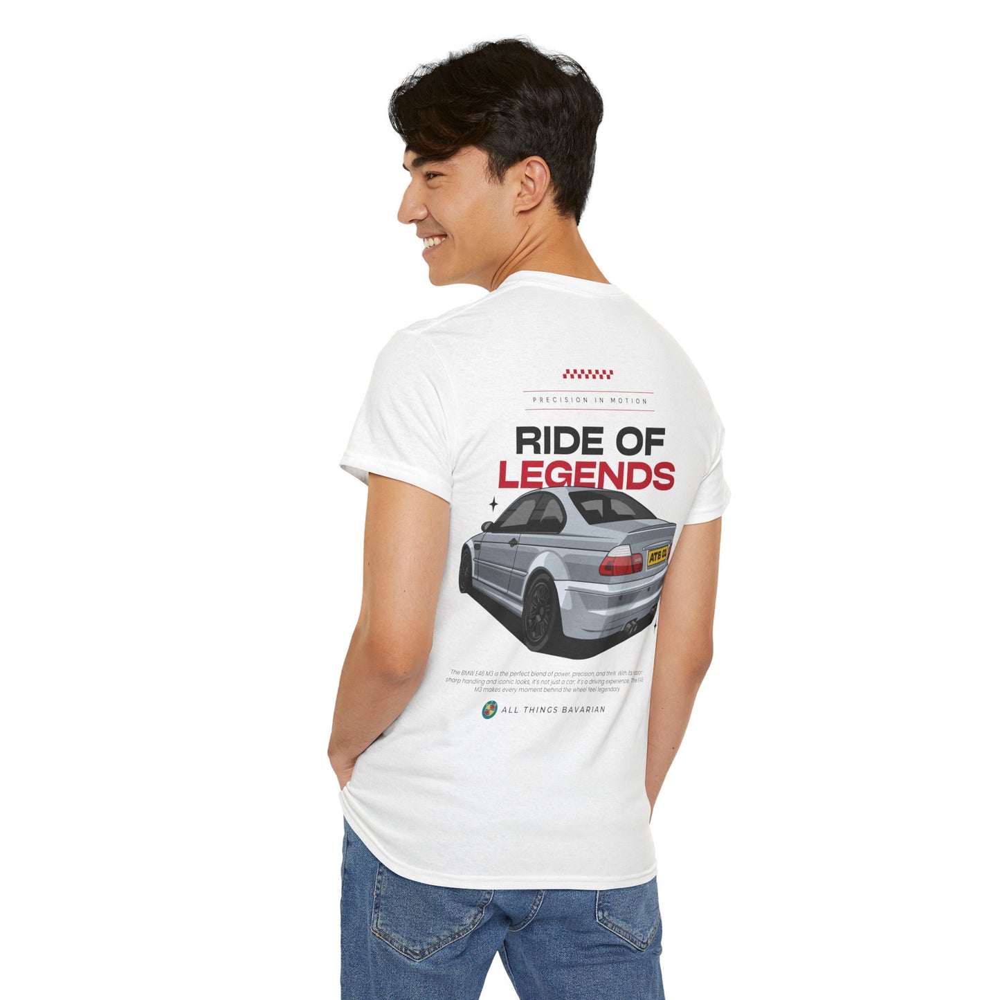 BMW e46 M3 (Grey) Unisex T Shirt in White - 100% Cotton (Version 3)
