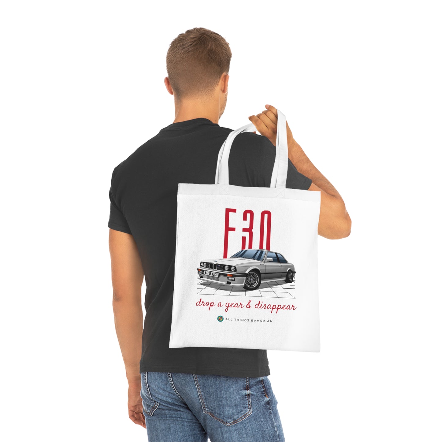 BMW e30 323i Silver Tote Bag in White - 100% cotton