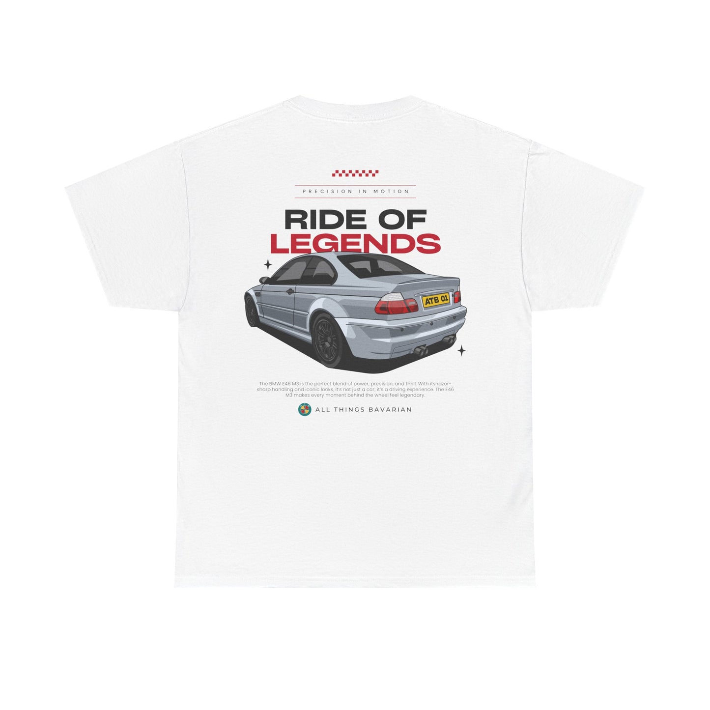 BMW e46 M3 (Grey) Unisex T Shirt in White - 100% Cotton (Version 3)