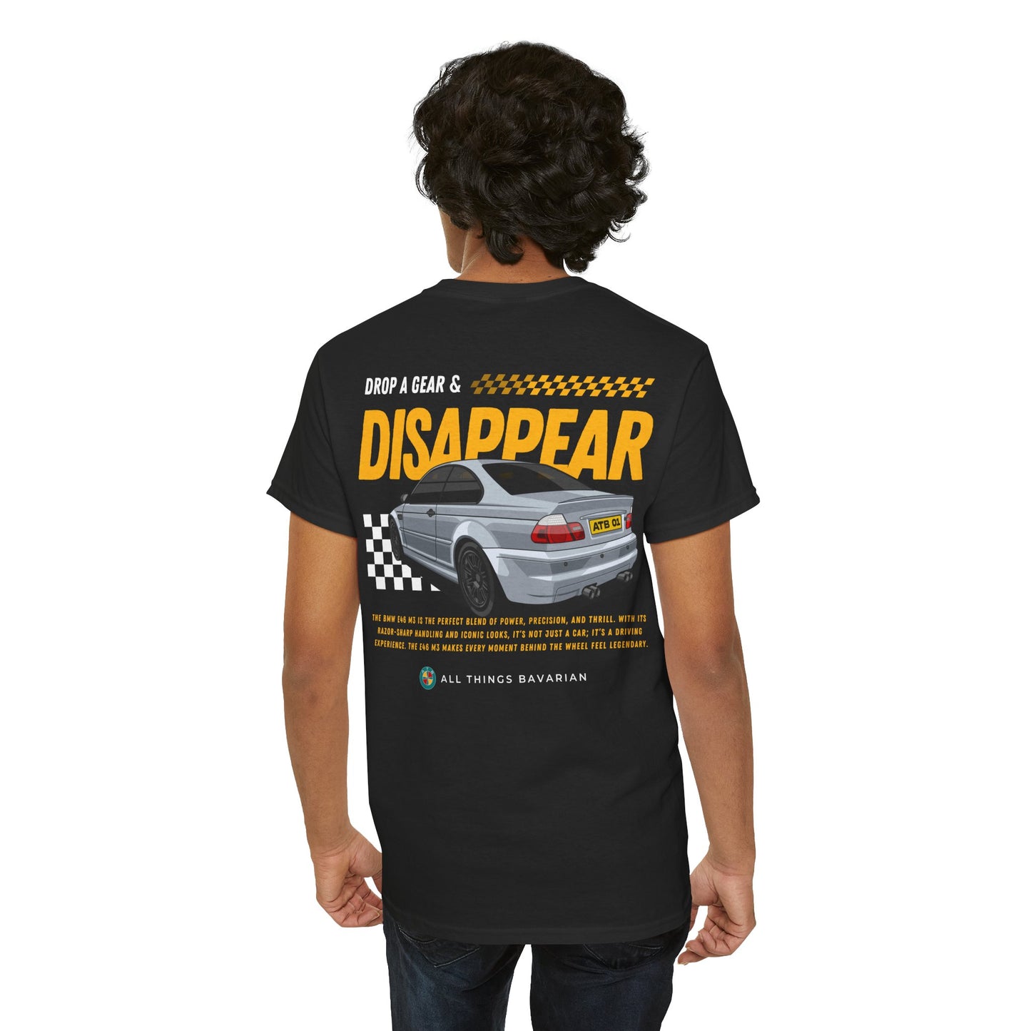 BMW e46 M3 (Grey) Unisex T Shirt in Black - 100% Cotton (Version 1)