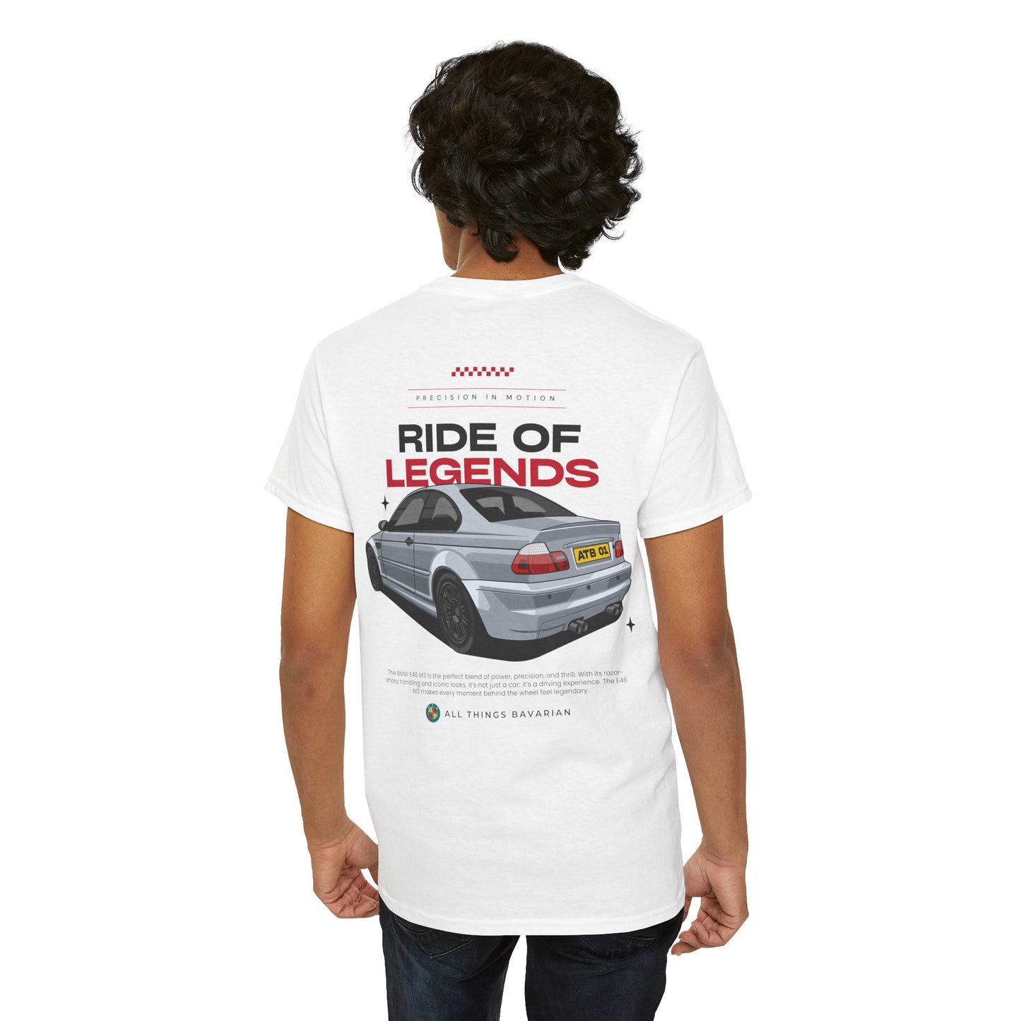 BMW e46 M3 (Grey) Unisex T Shirt in White - 100% Cotton (Version 3)