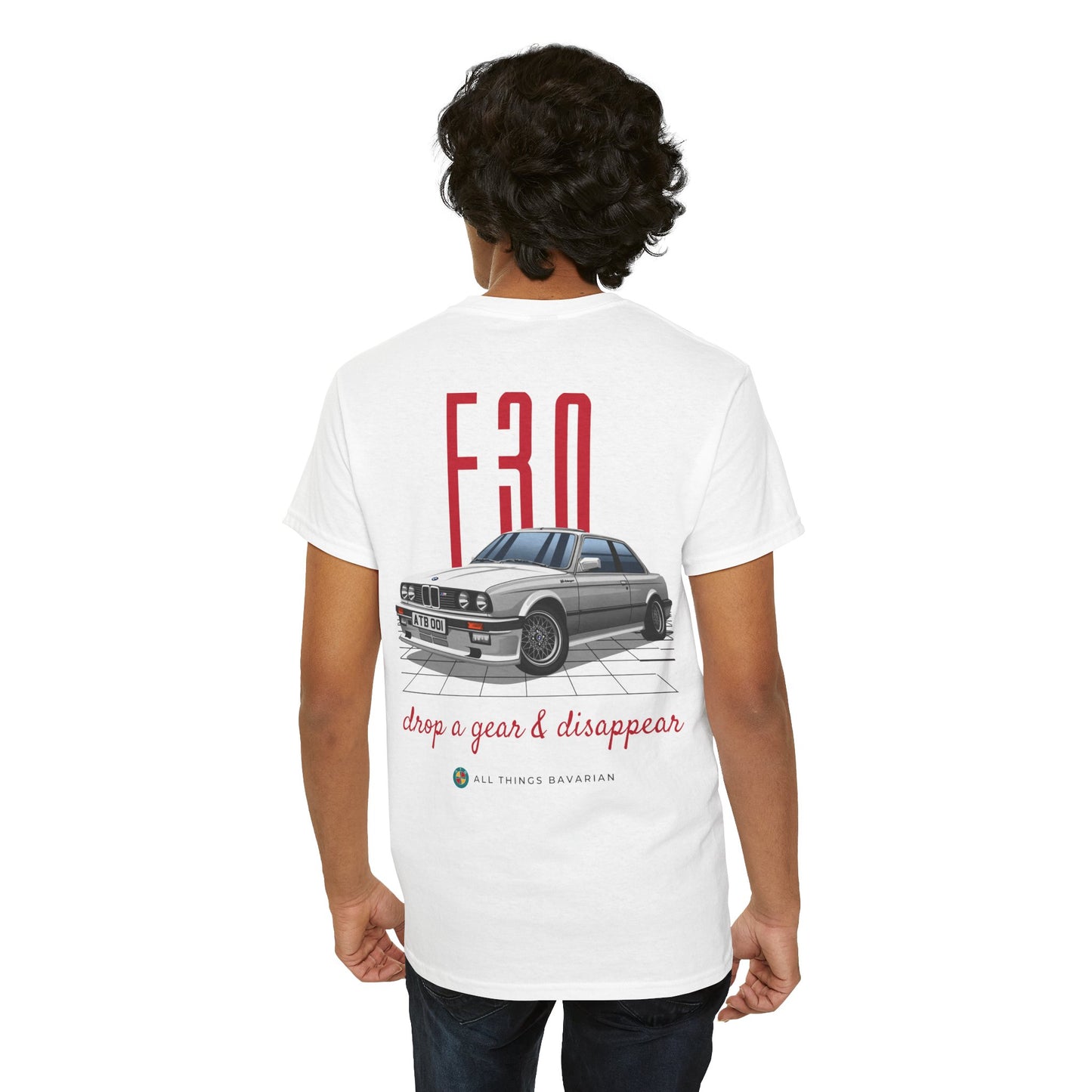 BMW e30 323i (Silver) Unisex T Shirt in White - 100% Cotton