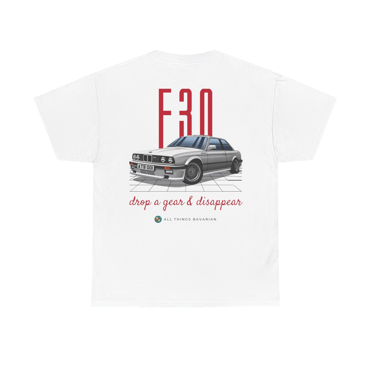 BMW e30 323i (Silver) Unisex T Shirt in White - 100% Cotton