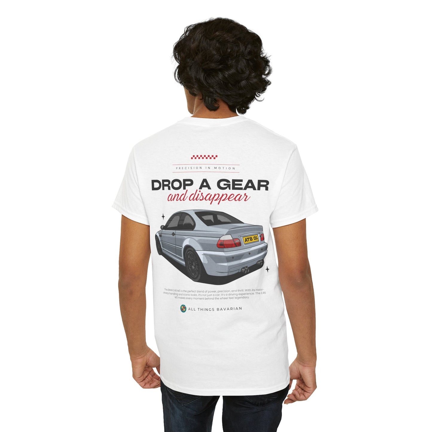 BMW e46 M3 (Grey) Unisex T Shirt in White - 100% Cotton (Version 2)