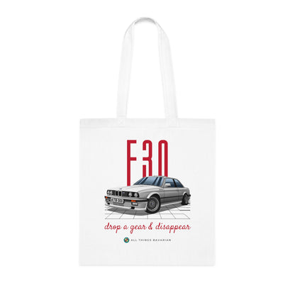 BMW e30 323i Silver Tote Bag in White - 100% cotton