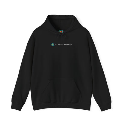 BMW e38 Steel Blue Unisex Hoodie in Black - 100% Cotton (Back graphic)