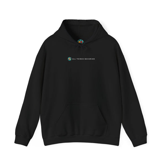 BMW e38 Steel Blue Unisex Hoodie in Black - 100% Cotton (Back graphic)