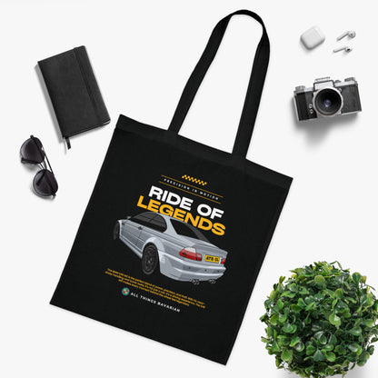 BMW e46 M3 Grey Tote Bag in Black - 100% cotton