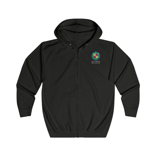 BMW e38 Avus Blue Unisex Full Zip Hoodie in Black