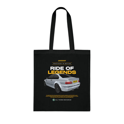 BMW e46 M3 Grey Tote Bag in Black - 100% cotton