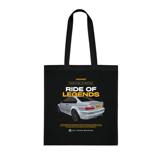 BMW e46 M3 Grey Tote Bag in Black - 100% cotton