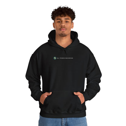 BMW e38 735i Avus Blue Unisex Hoodie in Black - 100% Cotton (Back graphic)