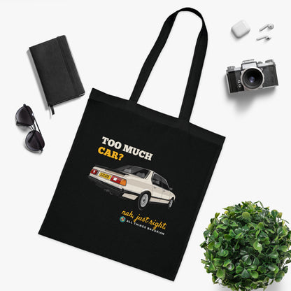 BMW e23 735i Gold Tote Bag in Black - 100% cotton