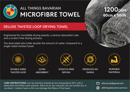 1200gsm Deluxe XL - Twisted Loop Drying Towel, 50*80cm